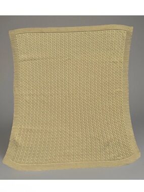 VTG 1999 Martha Stewart Cable Knit Baby Cotton Crib Blanket 30x30" Warm Yellow